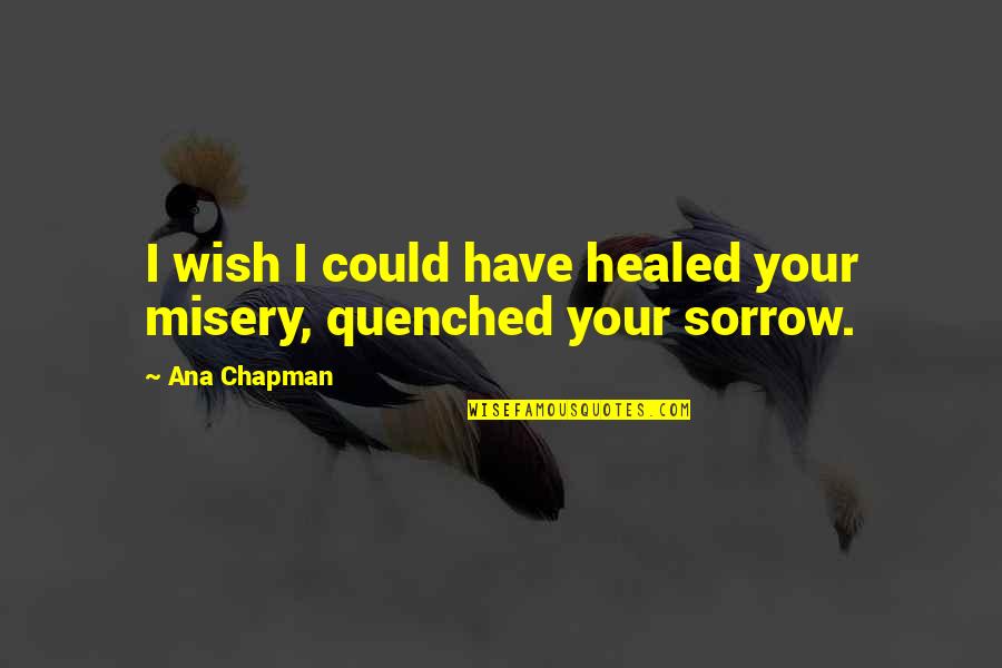 Amish Quote Quotes By Ana Chapman: I wish I could have healed your misery,