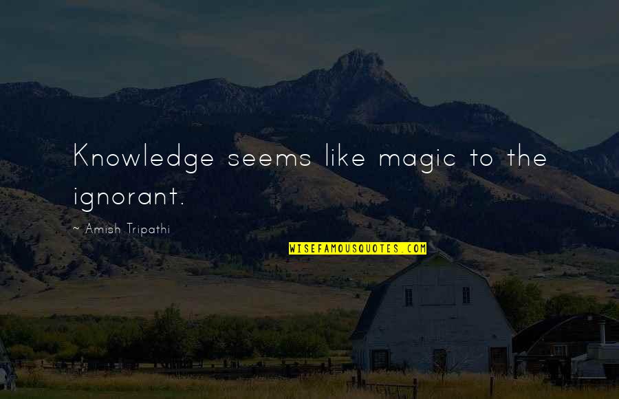 Amish Tripathi Quotes By Amish Tripathi: Knowledge seems like magic to the ignorant. Amish Tripathi Quotes By Amish Tripathi: Knowledge seems like magic to the ignorant.