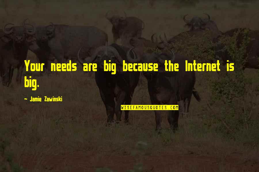 Amissa Fashion Quotes By Jamie Zawinski: Your needs are big because the Internet is Amissa Fashion Quotes By Jamie Zawinski: Your needs are big because the Internet is
