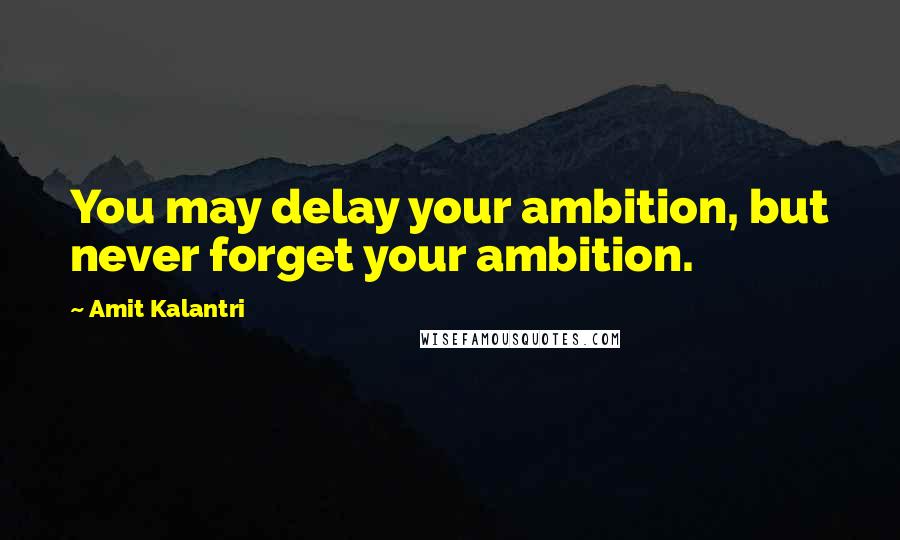Amit Kalantri quotes: You may delay your ambition, but never forget your ambition.