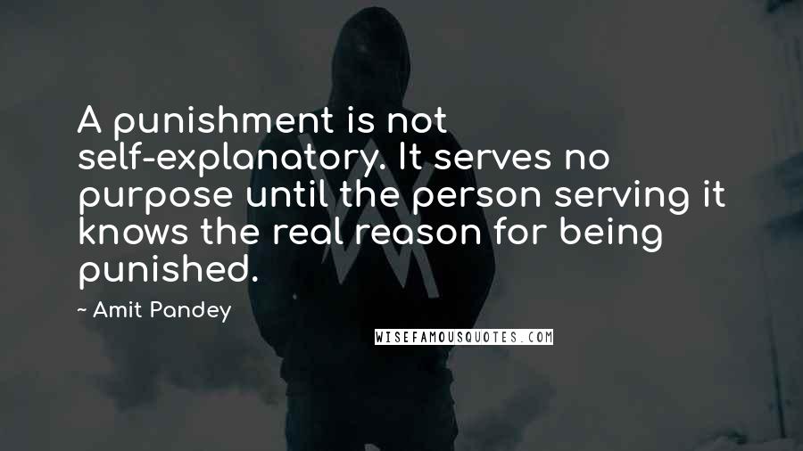 Amit Pandey quotes: A punishment is not self-explanatory. It serves no purpose until the person serving it knows the real reason for being punished.