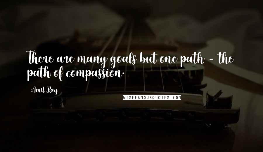 Amit Ray quotes: There are many goals but one path - the path of compassion.