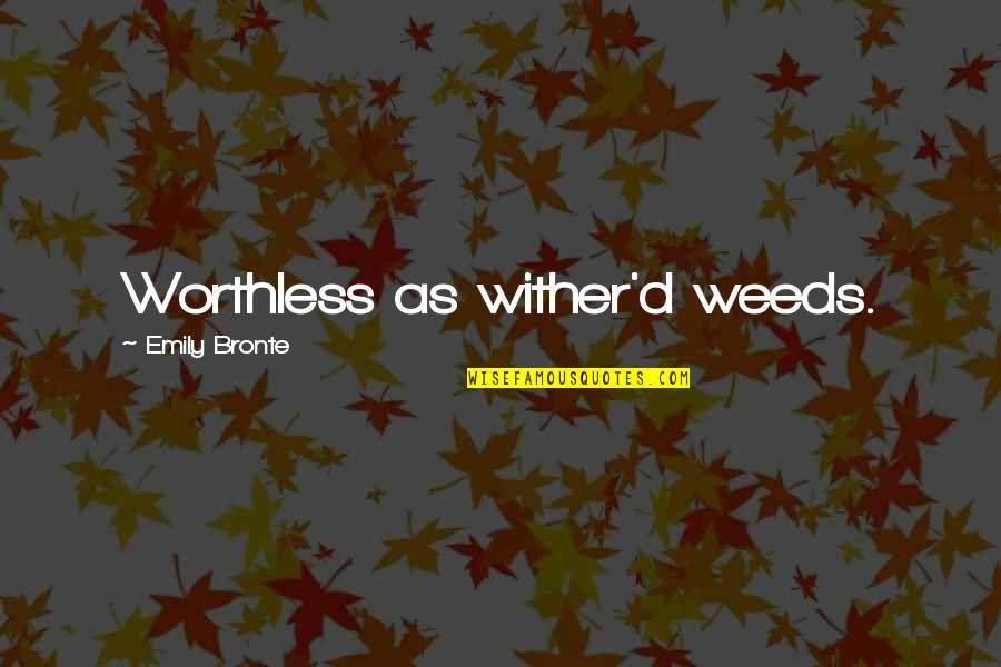 Amlisly Quotes By Emily Bronte: Worthless as wither'd weeds.