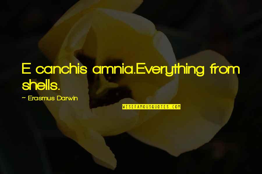 Amnia Quotes By Erasmus Darwin: E canchis amnia.Everything from shells.