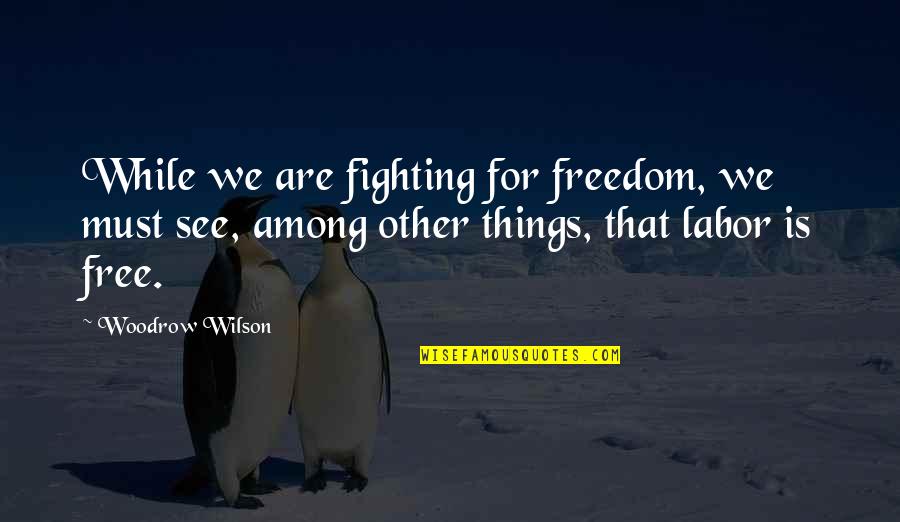 Among Quotes By Woodrow Wilson: While we are fighting for freedom, we must