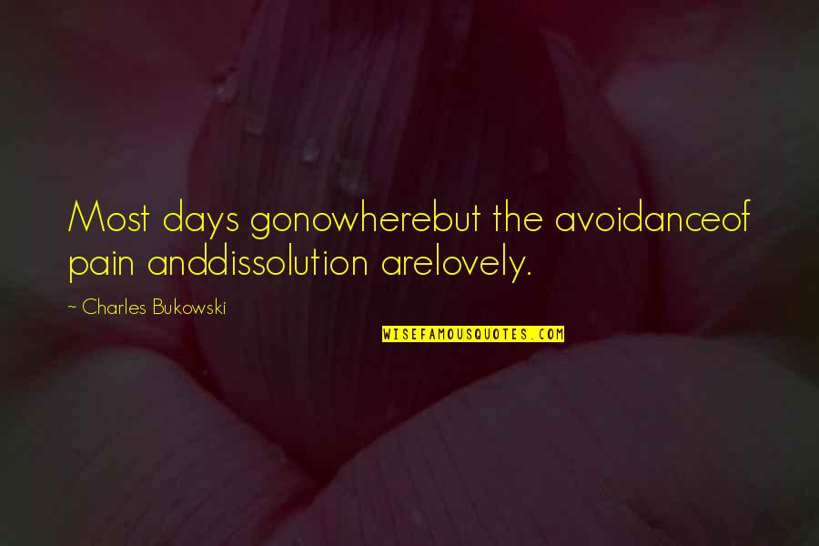 Amorphous Quotes By Charles Bukowski: Most days gonowherebut the avoidanceof pain anddissolution arelovely.
