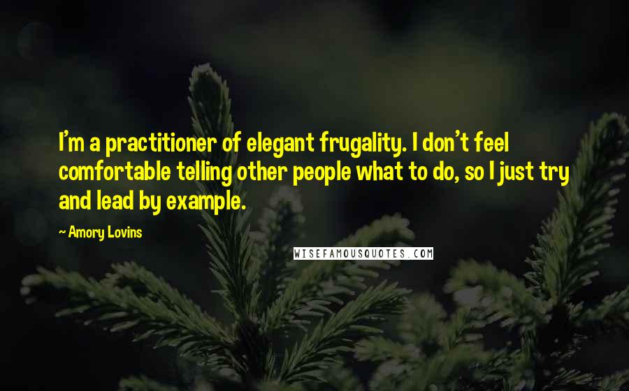 Amory Lovins quotes: I'm a practitioner of elegant frugality. I don't feel comfortable telling other people what to do, so I just try and lead by example.