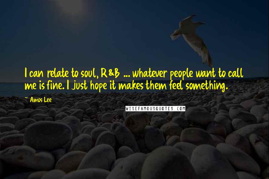 Amos Lee quotes: I can relate to soul, R&B ... whatever people want to call me is fine. I just hope it makes them feel something.