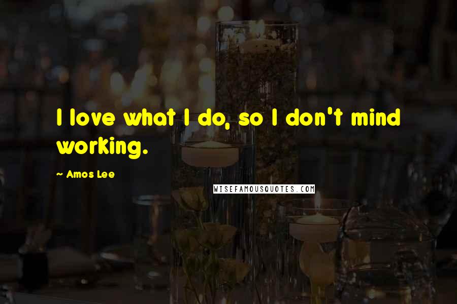 Amos Lee quotes: I love what I do, so I don't mind working.