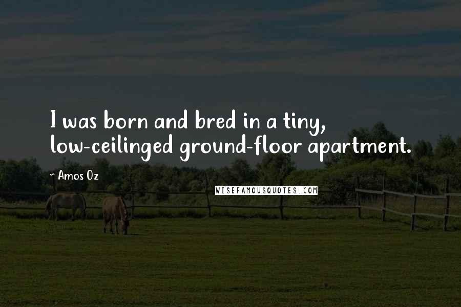 Amos Oz quotes: I was born and bred in a tiny, low-ceilinged ground-floor apartment.