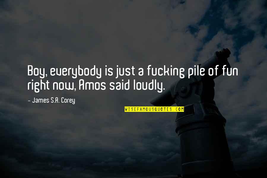 Amos's Quotes By James S.A. Corey: Boy, everybody is just a fucking pile of Amos's Quotes By James S.A. Corey: Boy, everybody is just a fucking pile of
