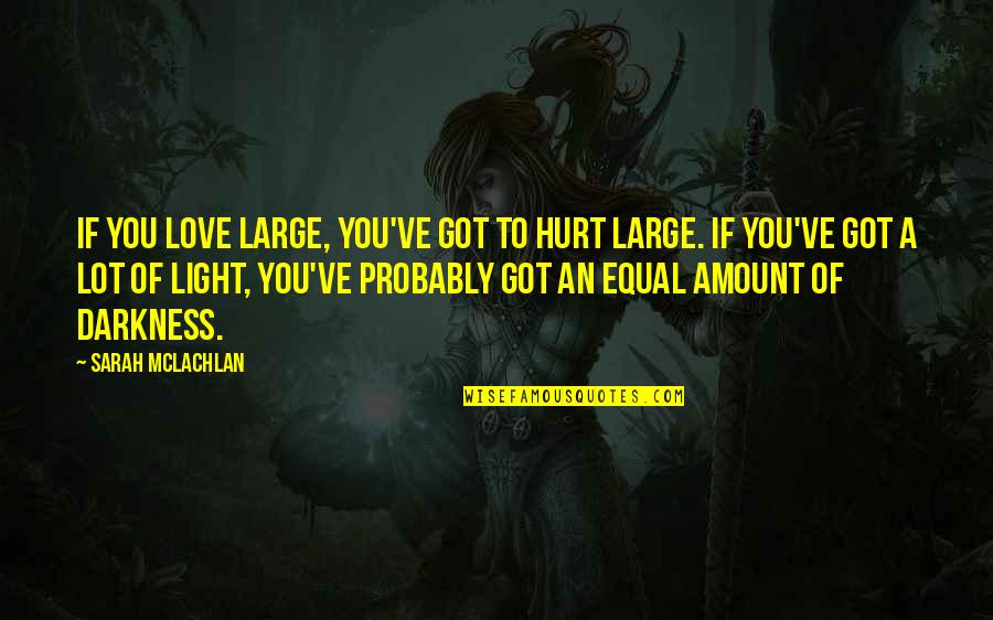 Amount Of Love Quotes By Sarah McLachlan: If you love large, you've got to hurt