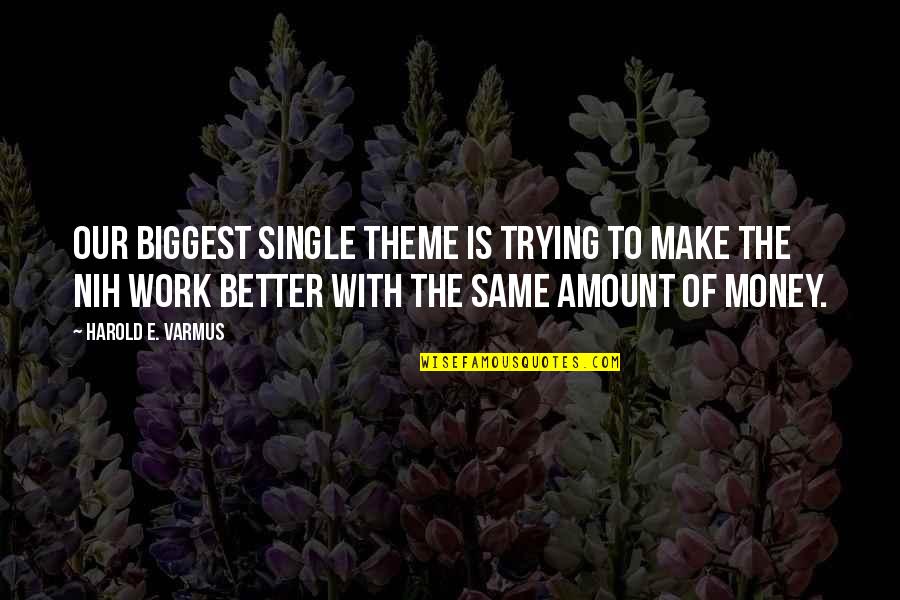 Amount Of Money Quotes By Harold E. Varmus: Our biggest single theme is trying to make