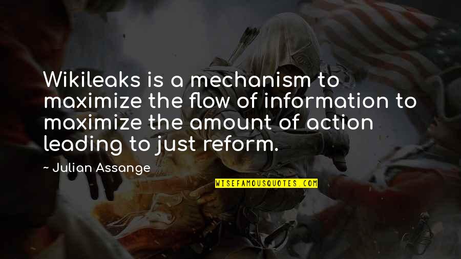 Amount Of Quotes By Julian Assange: Wikileaks is a mechanism to maximize the flow
