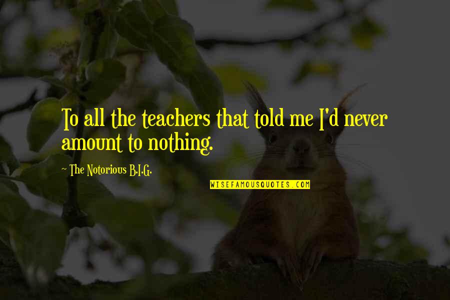 Amount To Nothing Quotes By The Notorious B.I.G.: To all the teachers that told me I'd