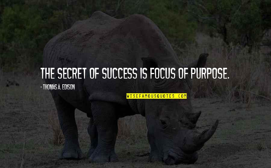 Amparar 1st Quotes By Thomas A. Edison: The secret of success is focus of purpose.