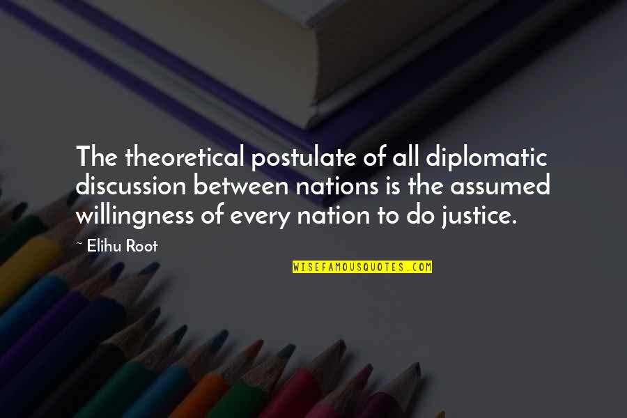 Ampliar Las Particiones Quotes By Elihu Root: The theoretical postulate of all diplomatic discussion between