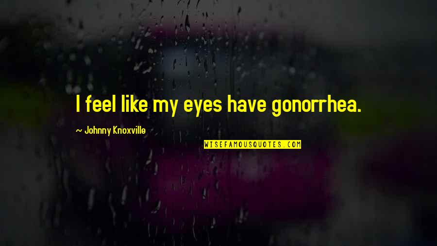 Amplifier Quotes By Johnny Knoxville: I feel like my eyes have gonorrhea.