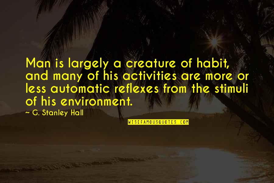 Amrik Vanthampur Quotes By G. Stanley Hall: Man is largely a creature of habit, and