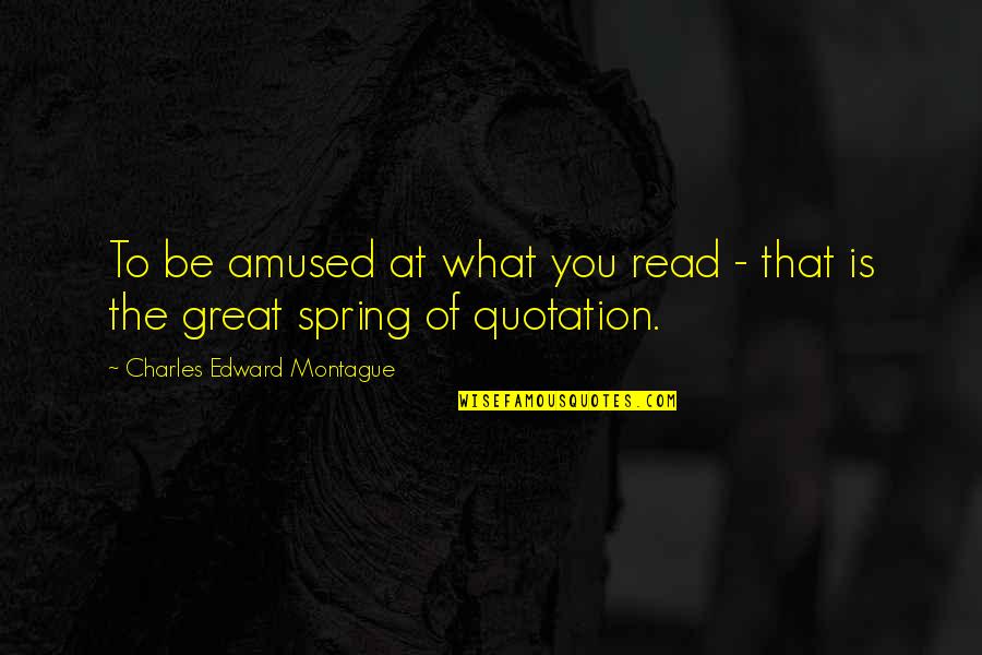 Amused Quotes By Charles Edward Montague: To be amused at what you read -