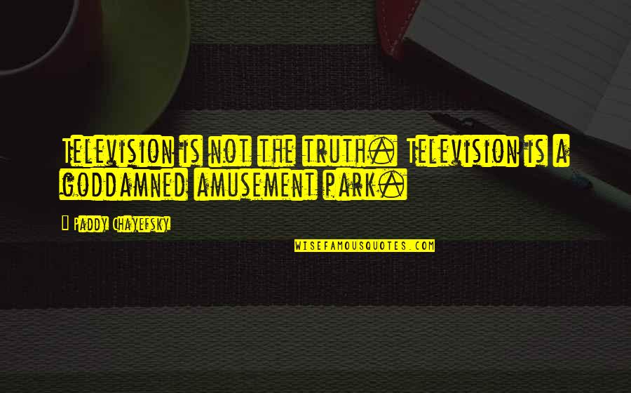 Amusement Park Quotes By Paddy Chayefsky: Television is not the truth. Television is a