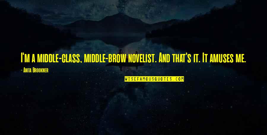 Amuses Quotes By Anita Brookner: I'm a middle-class, middle-brow novelist. And that's it.