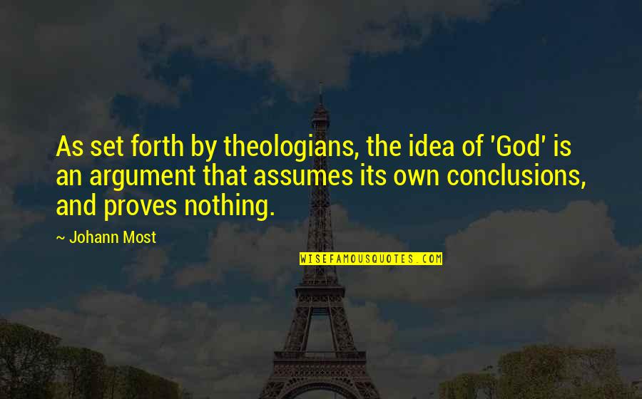 Amusing Life Quotes By Johann Most: As set forth by theologians, the idea of