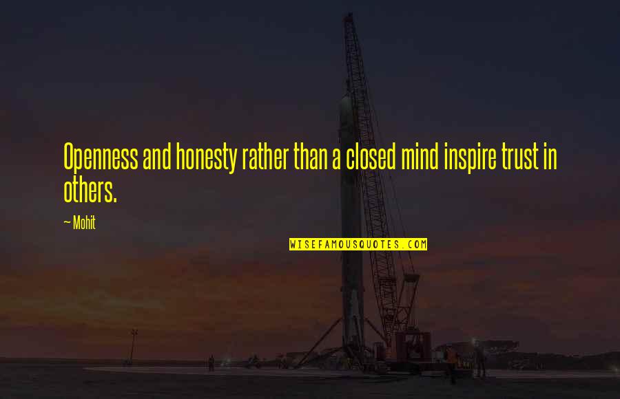 Amusing Short Quotes By Mohit: Openness and honesty rather than a closed mind