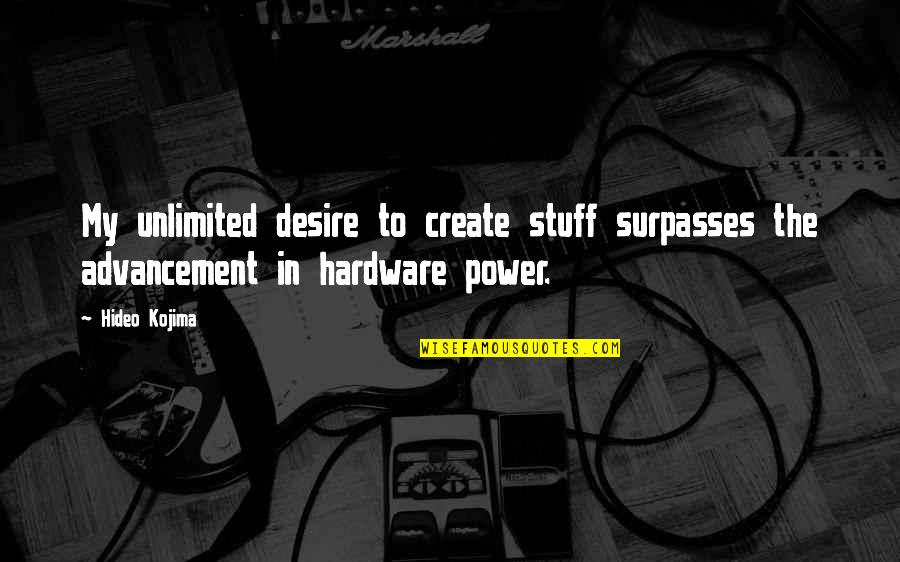 Amwhour Quotes By Hideo Kojima: My unlimited desire to create stuff surpasses the