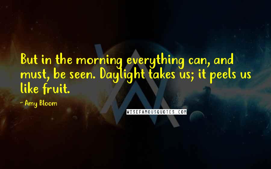 Amy Bloom quotes: But in the morning everything can, and must, be seen. Daylight takes us; it peels us like fruit.