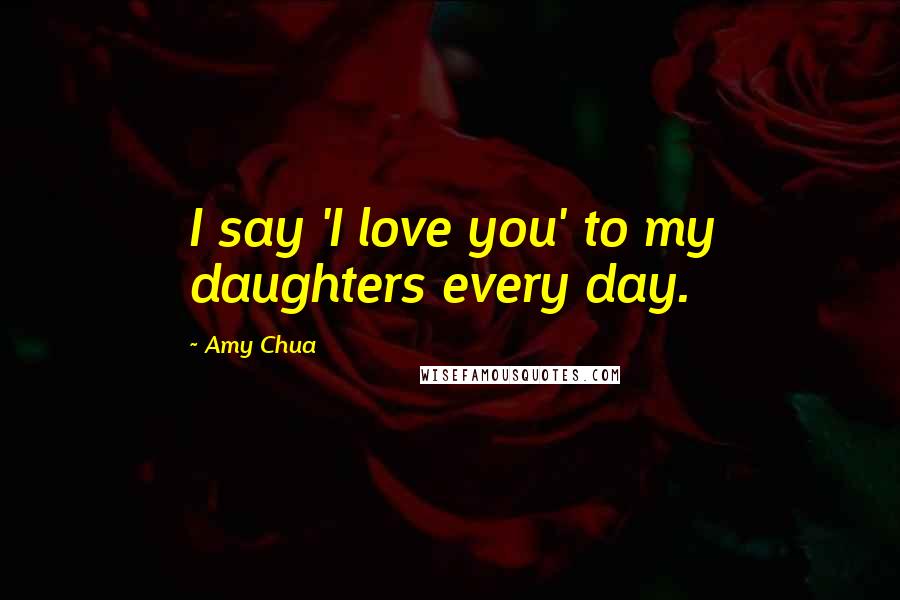 Amy Chua quotes: I say 'I love you' to my daughters every day.