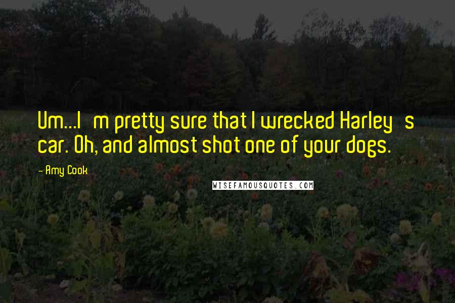 Amy Cook quotes: Um...I'm pretty sure that I wrecked Harley's car. Oh, and almost shot one of your dogs.
