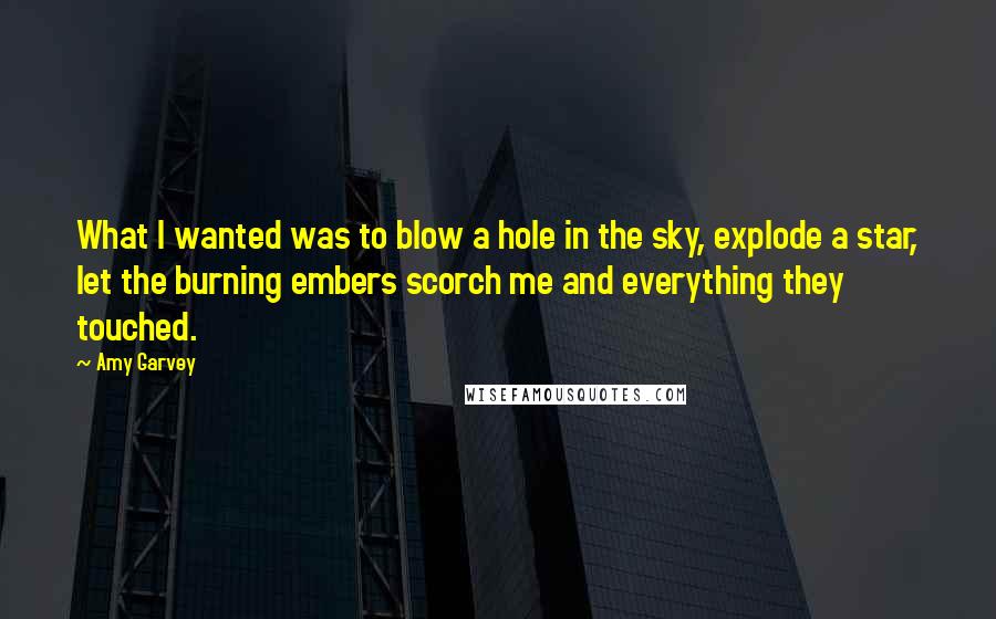 Amy Garvey quotes: What I wanted was to blow a hole in the sky, explode a star, let the burning embers scorch me and everything they touched.