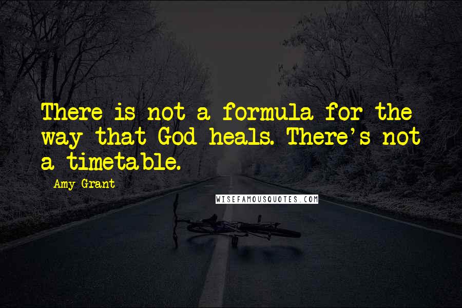 Amy Grant quotes: There is not a formula for the way that God heals. There's not a timetable.