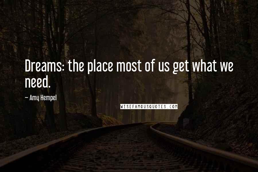 Amy Hempel quotes: Dreams: the place most of us get what we need.