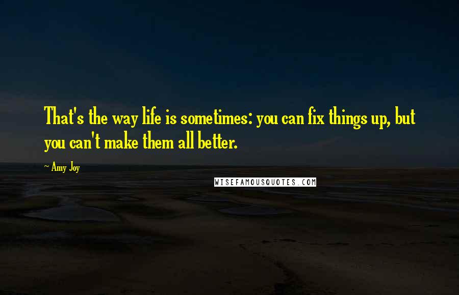 Amy Joy quotes: That's the way life is sometimes: you can fix things up, but you can't make them all better.