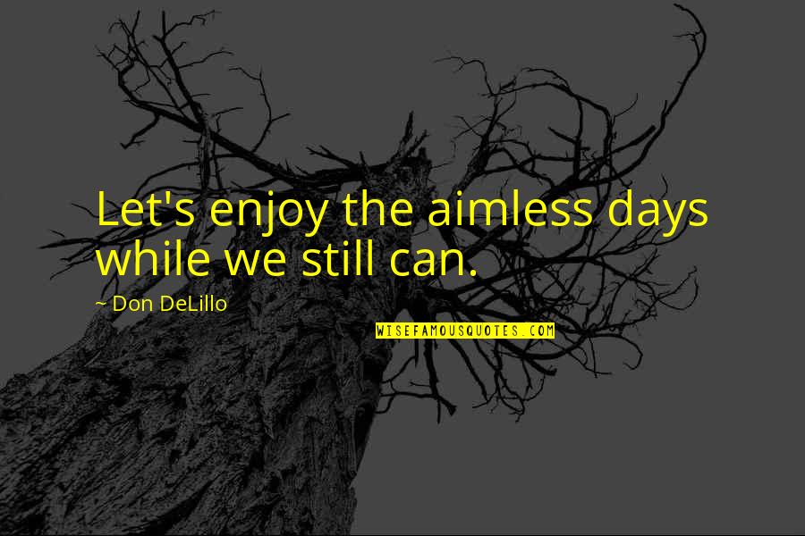 Amy Khor Quotes By Don DeLillo: Let's enjoy the aimless days while we still