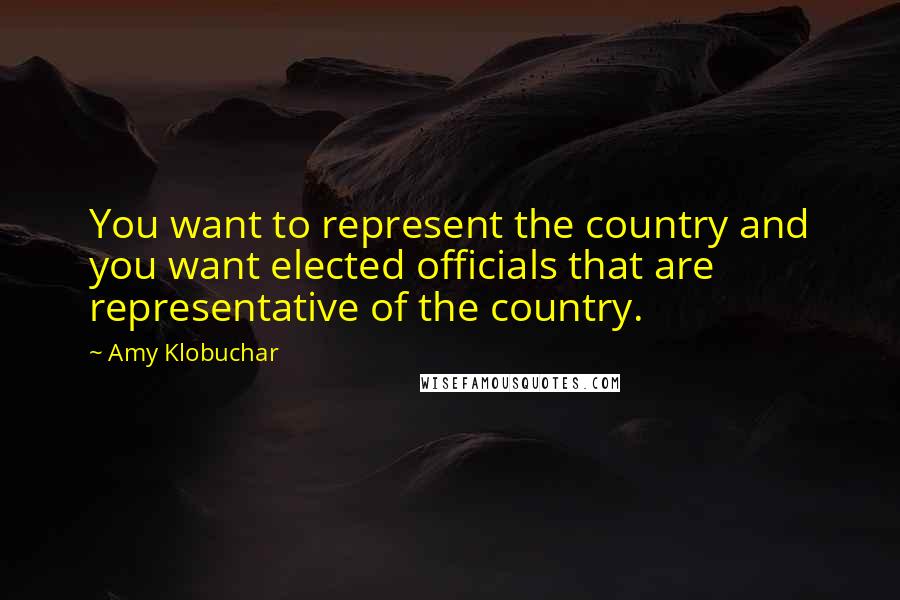 Amy Klobuchar quotes: You want to represent the country and you want elected officials that are representative of the country.