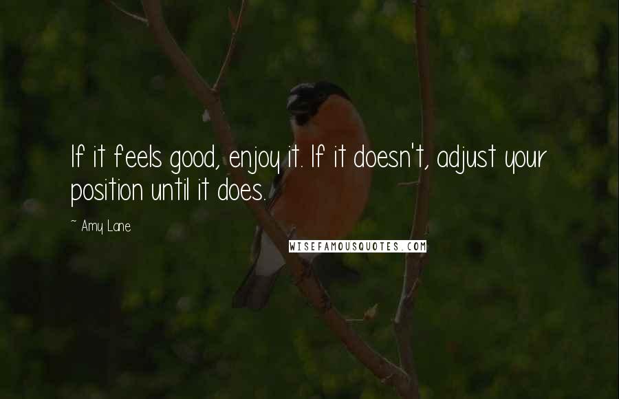 Amy Lane quotes: If it feels good, enjoy it. If it doesn't, adjust your position until it does.