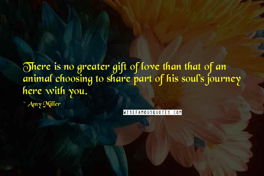 Amy Miller quotes: There is no greater gift of love than that of an animal choosing to share part of his soul's journey here with you.