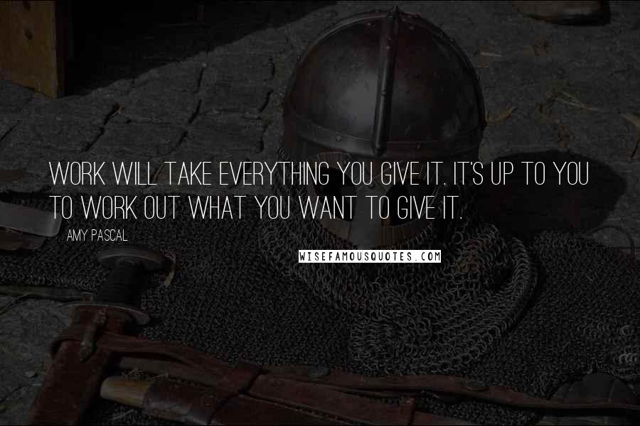 Amy Pascal quotes: Work will take everything you give it. It's up to you to work out what you want to give it.