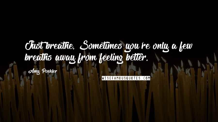 Amy Poehler quotes: Just breathe. Sometimes you're only a few breaths away from feeling better.