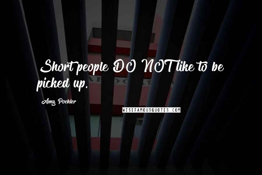 Amy Poehler quotes: Short people DO NOT like to be picked up.