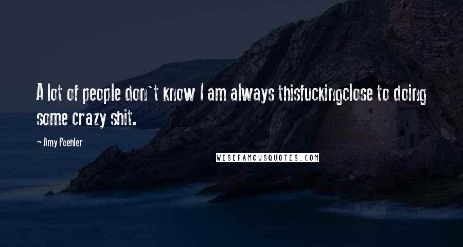 Amy Poehler quotes: A lot of people don't know I am always thisfuckingclose to doing some crazy shit.