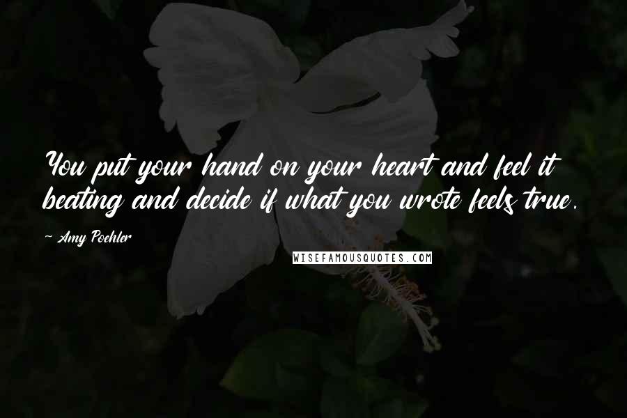 Amy Poehler quotes: You put your hand on your heart and feel it beating and decide if what you wrote feels true.