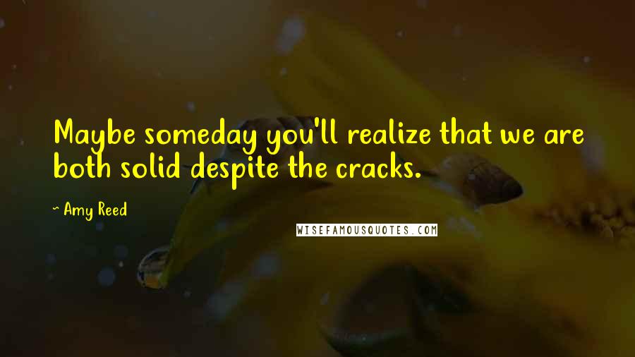 Amy Reed quotes: Maybe someday you'll realize that we are both solid despite the cracks.