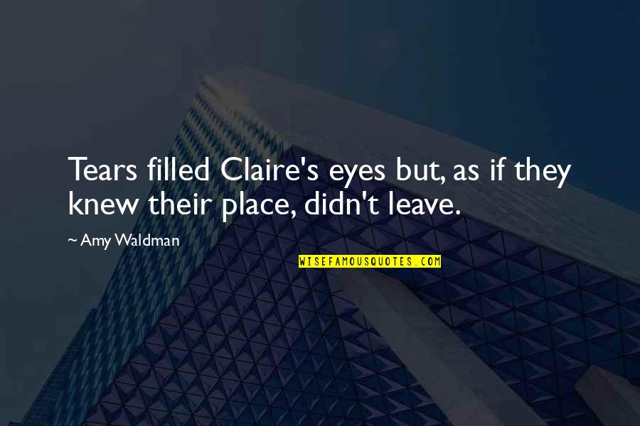 Amy S Eyes Quotes By Amy Waldman: Tears filled Claire's eyes but, as if they