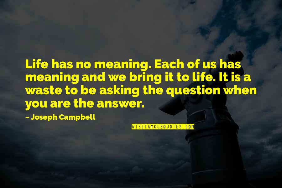 Amy Santiago Binder Quotes By Joseph Campbell: Life has no meaning. Each of us has