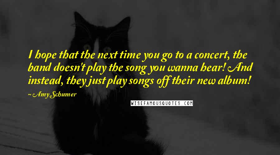 Amy Schumer quotes: I hope that the next time you go to a concert, the band doesn't play the song you wanna hear! And instead, they just play songs off their new album!