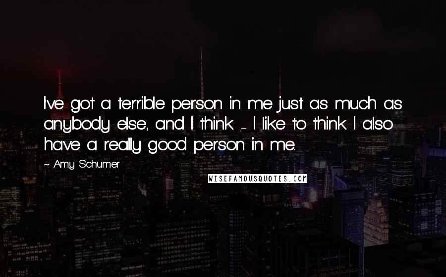 Amy Schumer quotes: I've got a terrible person in me just as much as anybody else, and I think - I like to think I also have a really good person in me.